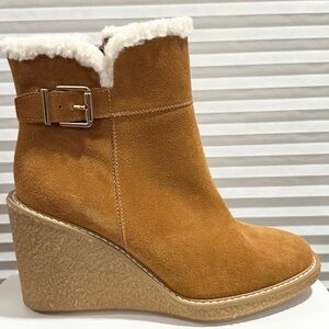 🌸FRANCO SARTO🌸 Ulayna Black Suede Ankle Wedge Boots Size: 9M